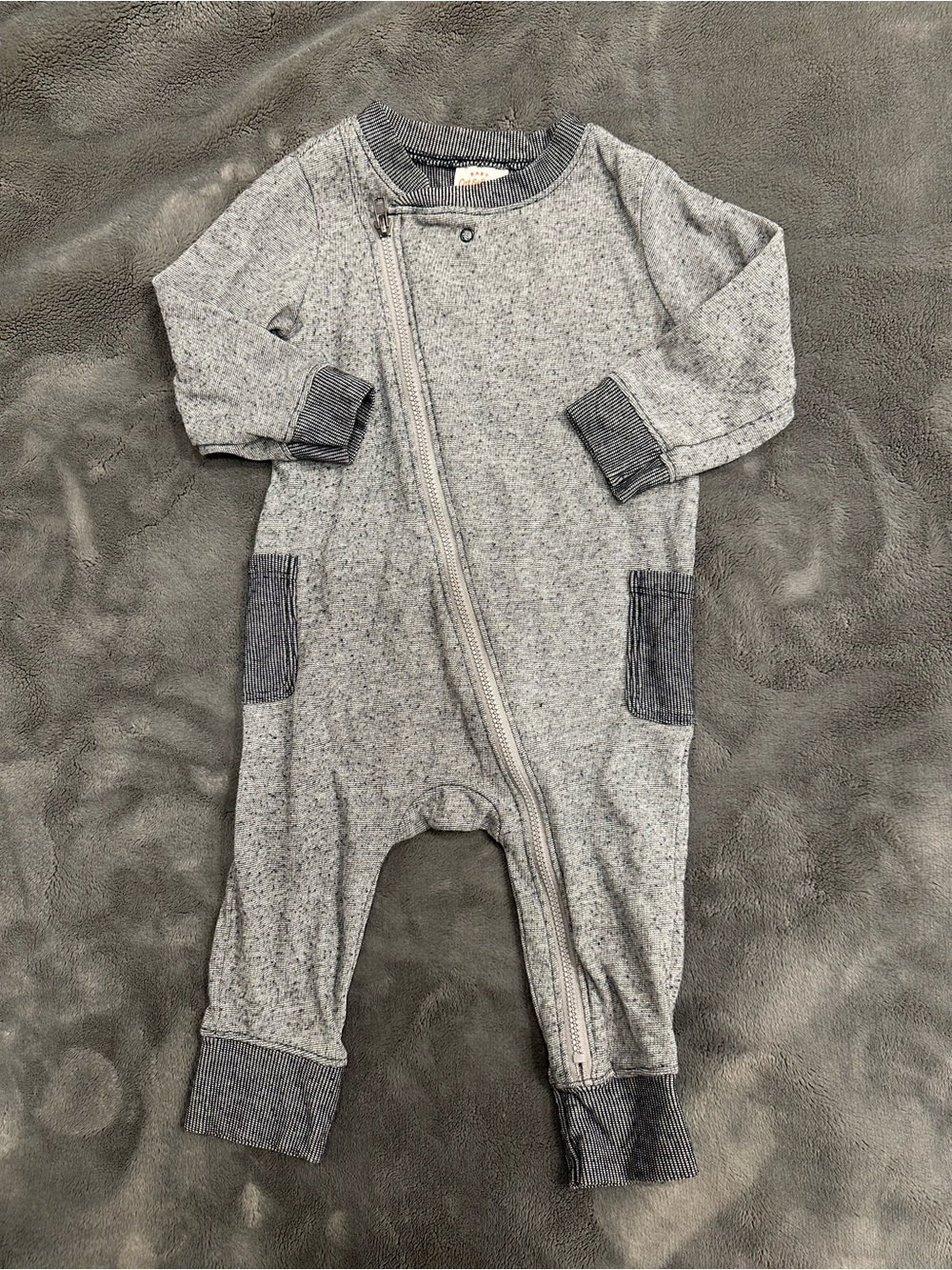 Cat & Jack Heather Gray Zip Front Baby Footie